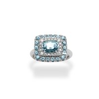 Anneau Polello Femme ELEGANTIA in Platine Acquamarina CUSHAN/1